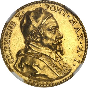 Vatican, Clément X (1670-1676). Médaille d’Or, le Saint-Esprit source d’inspiration des vertus humaines, par Gerolamo Lucenti 1670 - An I, Rome.
