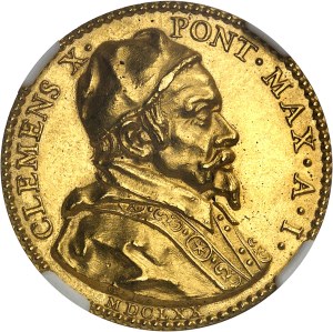 Vatican, Clement X (1670-1676). Gold Medal, The Holy Spirit inspires human virtue, by Gerolamo Lucenti 1670 - Year I, Rome.