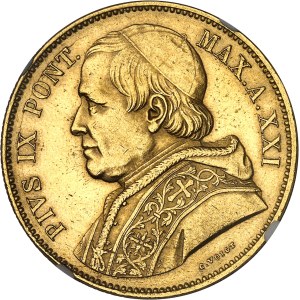 Vatican, Pie IX (1846-1878). 100 lire 1866 - An XXI, R, Rome.