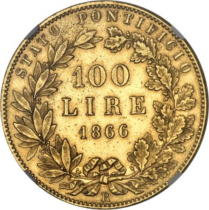 Vatican, Pius IX (1846-1878). 100 lira 1866 - Year XXI, R, Rome.