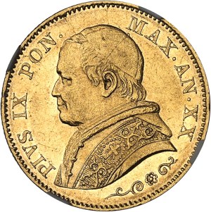 Vatican, Pius IX (1846-1878). 20 lire 1866 - Year XX, R, Rome.