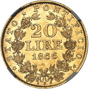 Vatican, Pie IX (1846-1878). 20 lire 1866 - An XX, R, Rome.