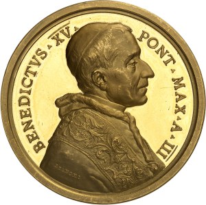 Vatican, Benedict XV (1914-1922). Annual Gold Medal, new code of canon law, by Bianchi, Flan bruni (PROOF) 1917 - An III, Rome.