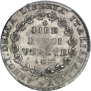Venise, Gouvernement provisoire (1797-1798). 10 lire de Venise 1797, V, Venise.