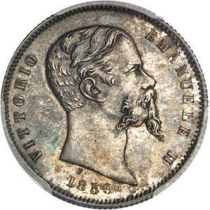 Victor-Emmanuel II, king elect (1859-1861). 1 lira, 1st type 1859, B, Bologna.
