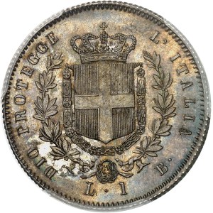 Victor-Emmanuel II, roi élu (1859-1861). 1 lire, 1er type 1859, B, Bologne.