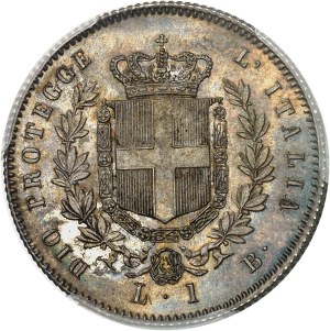 Victor-Emmanuel II, king elect (1859-1861). 1 lira, 1st type 1859, B, Bologna.