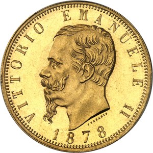 Victor-Emmanuel II (1861-1878). 100 lira, flan burnished (PROOFLIKE) 1878, R, Rome.