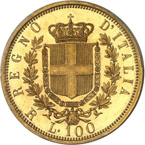 Victor-Emmanuel II (1861-1878). 100 lire, d’aspect Flan bruni (PROOFLIKE) 1878, R, Rome.