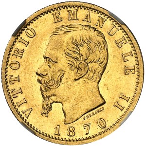 Victor-Emmanuel II (1861-1878). 20 lire 1870, R, Rome.