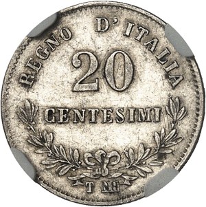 Victor-Emmanuel II (1861-1878). 20 centesimi, 2nd type, with different reverse 1863 [BN], T, Turin.