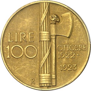 Victor-Emmanuel III (1900-1946). 100 lire au faisceau sur Flan mat (Matte Finish) 1923, R, Rome.