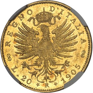 Victor-Emmanuel III (1900-1946). 20 lire à l’aigle 1905, R, Rome.