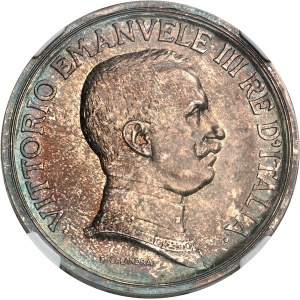 Victor-Emmanuel III (1900-1946). Essai de 5 lire au quadrige par D. Calandra 1914, R, Rome.