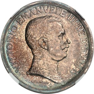 Victor-Emmanuel III (1900-1946). Essay on 5 lire au quadrige by D. Calandra 1914, R, Rome.