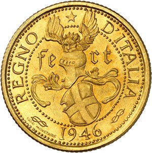 Umberto II (May 9 to June 13, 1946). Monetary trial, 20 lira module (Special strike) ND (1946).