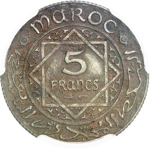 Mohammed V (1927-1961). Proof of 5 francs in bronze-aluminum, Frappe spéciale (SP) AH 1352 (1933), Paris.