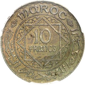 Mohammed V (1927-1961). Proof of 10 francs in bronze-aluminum, Frappe spéciale (SP) AH 1352 (1933), Paris.
