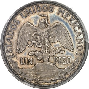 République du Mexique (1821-1917). Essai de Un peso “Caballito” par Charles Pillet, tranche en relief, Frappe spéciale (SP) 1908, Paris.