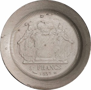 Honoré V (1819-1841). Refrappe uniface de revers de 5 francs par Rogat 1837, frappe postérieure, [M, Monaco] ou Bruxelles.