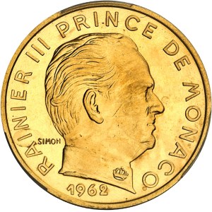 Rainier III (1949-2005). Essai-piéfort de 20 centimes en Or, Frappe spéciale (SP) 1962, Paris.