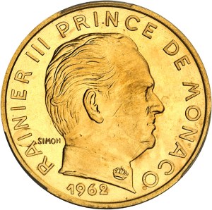 Rainier III (1949-2005). Essai-piéfort de 20 centimes en Or, Frappe spéciale (SP) 1962, Paris.