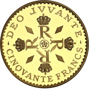 Rainier III (1949-2005). Piéfort de 50 francs en Or, vingt-cinq années de règne, Flan bruni (PROOF) 1974, Paris.