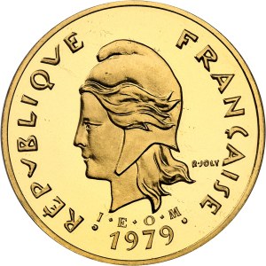 Fifth Republic (1958 to present). Piéfort 50 francs I.E.O.M. en Or, Flan bruni (PROOF) 1979, Pessac.