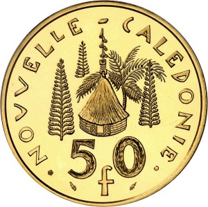 Fifth Republic (1958 to present). Piéfort 50 francs I.E.O.M. en Or, Flan bruni (PROOF) 1979, Pessac.