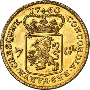 Holland, Republic of the Seven United Provinces of the Netherlands (1581-1795). 7 florins (7 gulden) or half gold rider (1/2 goldener reiter) 1760, Dordrecht.