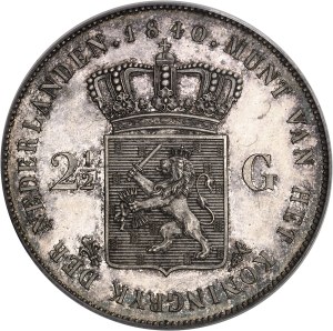 William I (1815-1840). 2 1/2 florins (2 1/2 guldens), Flan bruni (PROOF) 1840, Utrecht.
