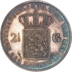 Guillaume III (1849-1890). 2 1/2 florins (2 1/2 gulden), Flan bruni (PROOF) 1849, Utrecht.