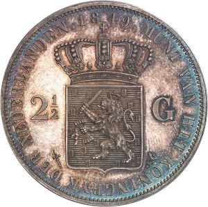 William III (1849-1890). 2 1/2 florins (2 1/2 gulden), Flan bruni (PROOF) 1849, Utrecht.