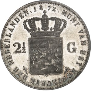 Guillaume III (1849-1890). 2 1/2 florins (2 1/2 gulden), Flan bruni (PROOF) 1872, Utrecht.