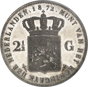 William III (1849-1890). 2 1/2 florins (2 1/2 gulden), Flan bruni (PROOF) 1872, Utrecht.