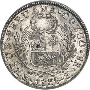 République du Pérou (depuis 1821). 8 réaux 1832 B, Cuzco.