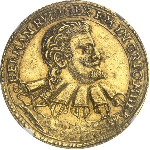 Sigismond III Vasa (1587-1632). Médaille d’Or au module de 5 ducats, ouverture de la Monnaie de Bromberg (Bydgoszcz) en 1596 par le maître des monnaies Hermann Rüdiger, par Rudolph Lehmann 1596, Bromberg (Bydgoszcz) ou Fraustadt (Wschowa).