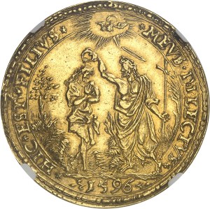 Sigismund III Vasa (1587-1632). Gold medal with a module of 5 ducats, opened by the Bromberg (Bydgoszcz) mint in 1596 by Hermann Rüdiger, by Rudolph Lehmann 1596, Bromberg (Bydgoszcz) or Fraustadt (Wschowa).