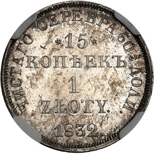 Nicolas Ier (1825-1855). 15 kopecks ou zloty 1832 НГ, Saint-Pétersbourg.