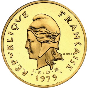 Ve République (1958 à nos jours). Piéfort de 100 francs I.E.O.M. en Or, Flan bruni (PROOF) 1979, Pertuis.