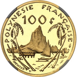 Ve République (1958 à nos jours). Piéfort de 100 francs I.E.O.M. en Or, Flan bruni (PROOF) 1979, Pertuis.
