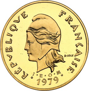 Fifth Republic (1958 to present). Piéfort 50 francs I.E.O.M. en Or, Flan bruni (PROOF) 1979, Pessac.