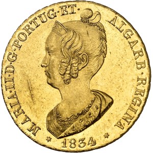 Marie II (1834-1853). Peça de 7500 réis (4 escudos) 1834, Lisbonne.