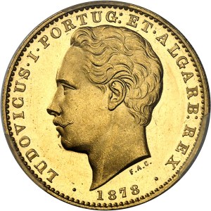 Louis I (1861-1889). 10000 reis (crown), aspect Flan bruni (PROOFLIKE) 1878, Lisbon.