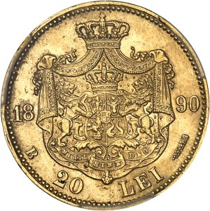 Charles I of Romania (1866-1914). 20 lei 1890, B, Bucharest.