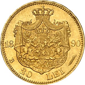 Charles I of Romania (1866-1914). 20 lei 1890, B, Bucharest.