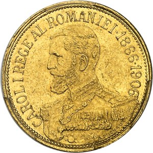 Charles I of Romania (1866-1914). 12 1/2 lei, 40th anniversary of reign 1906, Brussels.