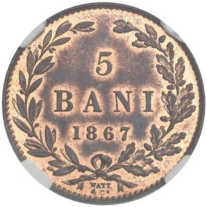 Charles Ier de Roumanie (1866-1914). Piéfort de 5 bani 1867, Smethwick (Watt & C°).