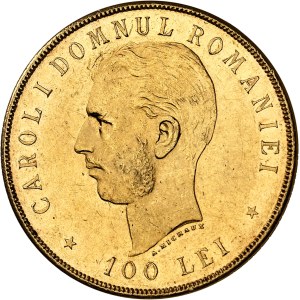 Charles Ier de Roumanie (1866-1914). 100 lei, 40e anniversaire de règne 1906, Bruxelles.