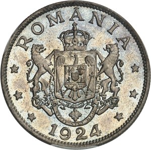 Ferdinand I (1914-1927). Test of 2 lei, Frappe spéciale (SP) 1924, éclair, Poissy.